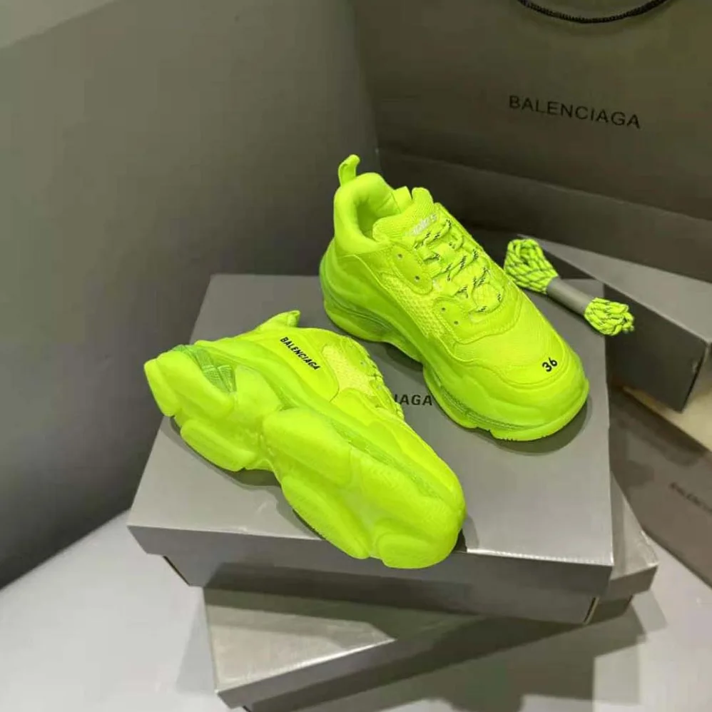 Balenciaga Triple S Clear Sole Sneaker in Neon Yellow Double Foam and Mesh for Women Balenciaga Triple S Clear Sole Sneaker in Neon Yellow Double Foam and Mesh for Women