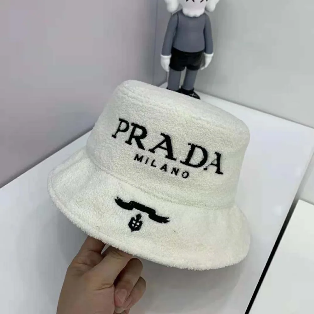 Prada Terrycloth Bucket Hat for Women in White Prada Terrycloth Bucket Hat for Women in White