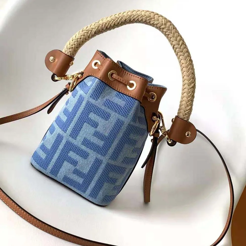Fendi Mon Tresor Light Blue Denim Mini for Women in bag with FF Embroidery Fendi Mon Tresor Light Blue Denim Mini for Women in bag with FF Embroidery