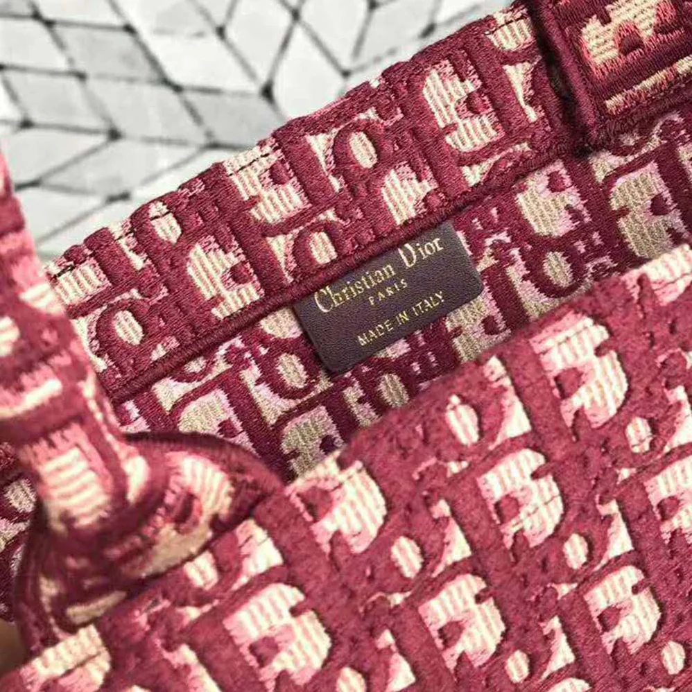 Dior Book Tote Dior Oblique Bag in Embroidered Canvas for Women in Maroon