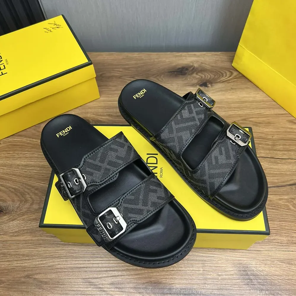 Fendi Feel Sandals FF Jacquard Fabric Sandals for Unisex