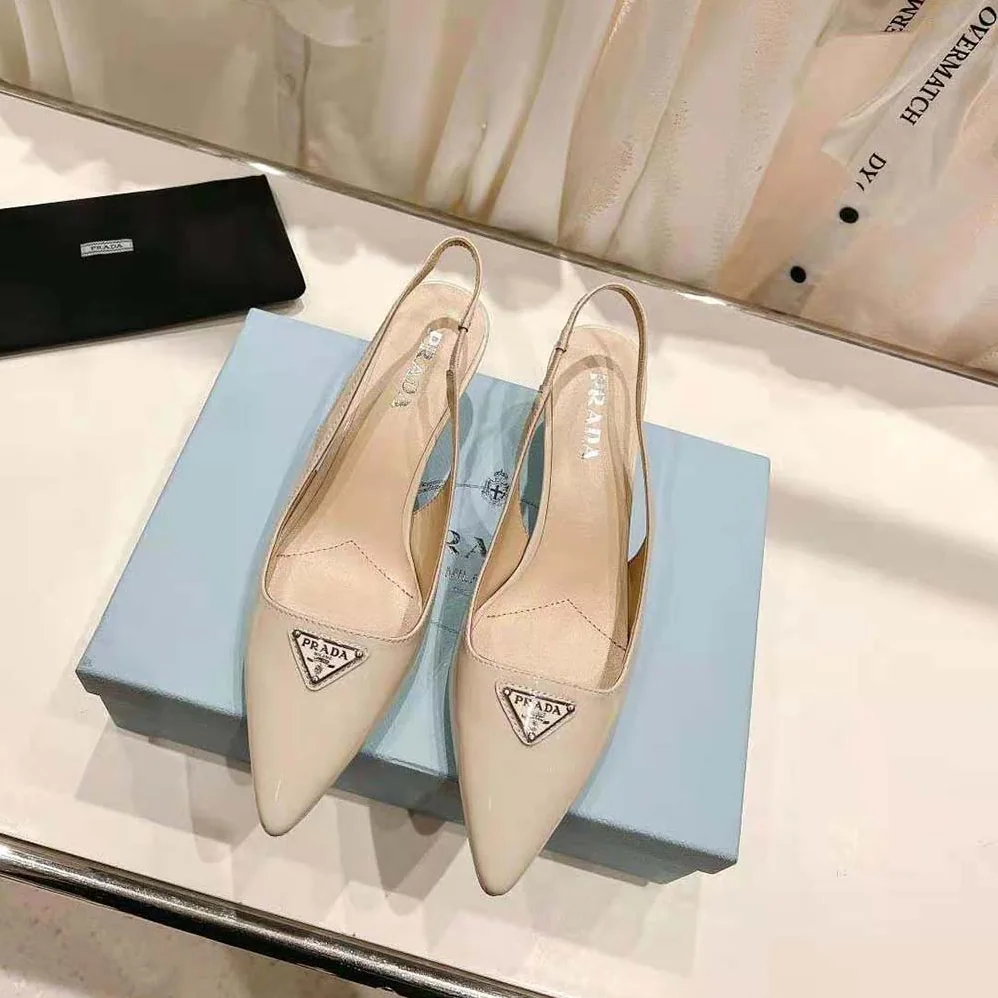 Prada Patent-Leather Slingback Pumps for Women in White