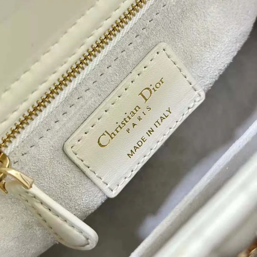 Dior Small Lady Dior Bag White Cannage Lambskin with Gold for Women in Finish Butterfly Studs Dior Small Lady Dior Bag White Cannage Lambskin with Gold for Women in Finish Butterfly Studs
