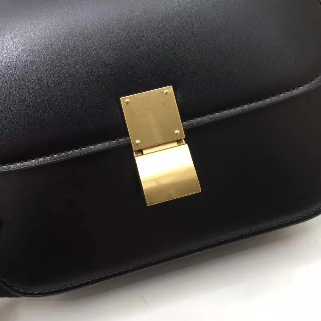 Celine Medium Classic Bag in Box Calfskin Leather in Black