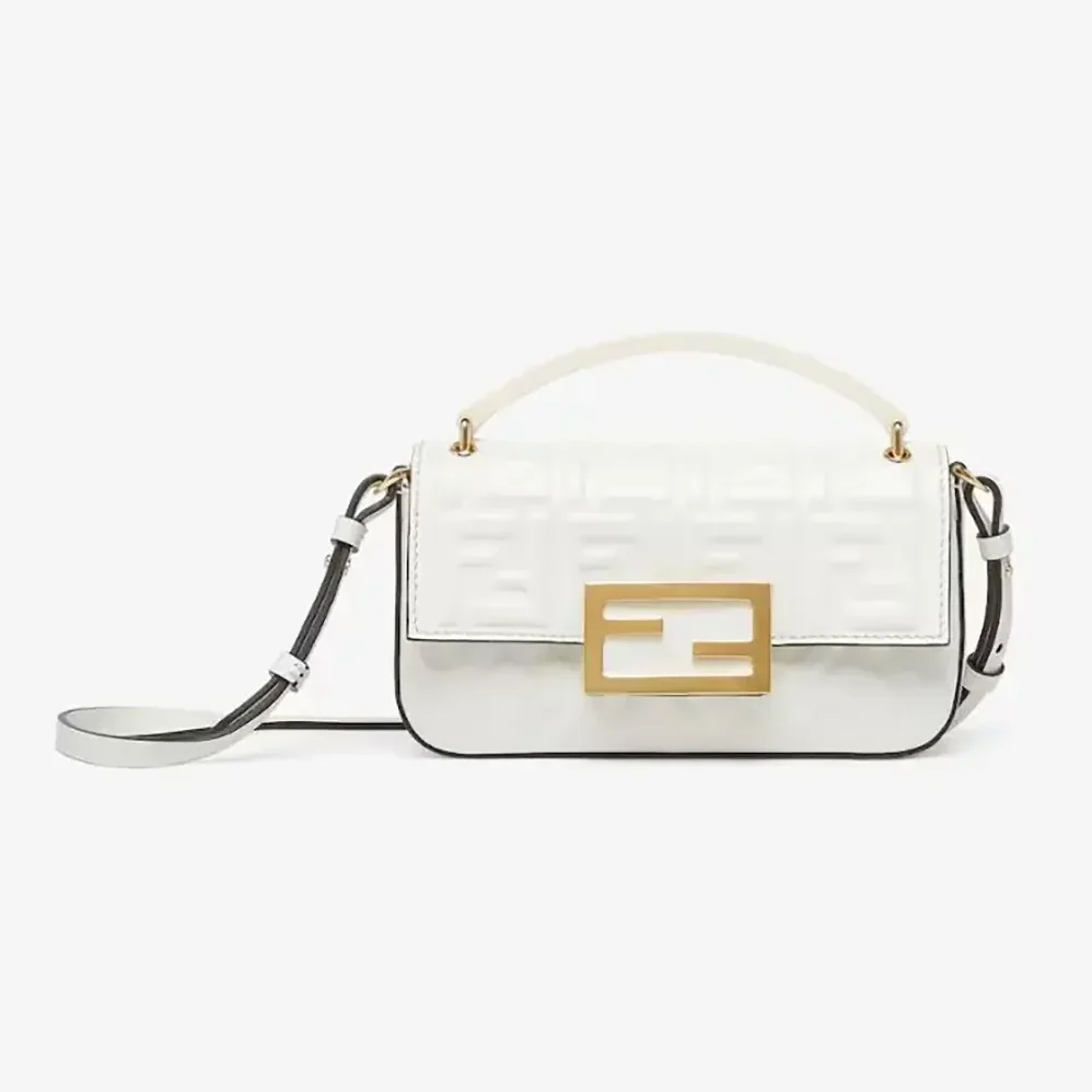 Fendi Baguette Phone Pouch White Nappa Leather Pouch for Women