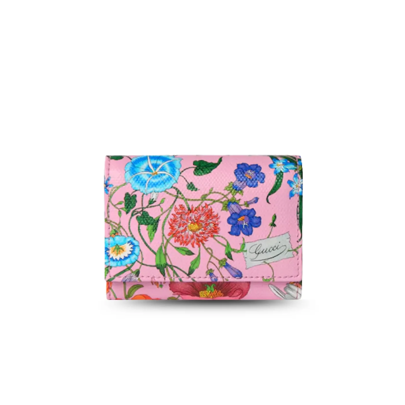 Gucci Flora Motif Bi Fold Card Case in Pink/ Multicolor Palladium Hardware Gucci Flora Motif Bi Fold Card Case in Pink/ Multicolor Palladium Hardware