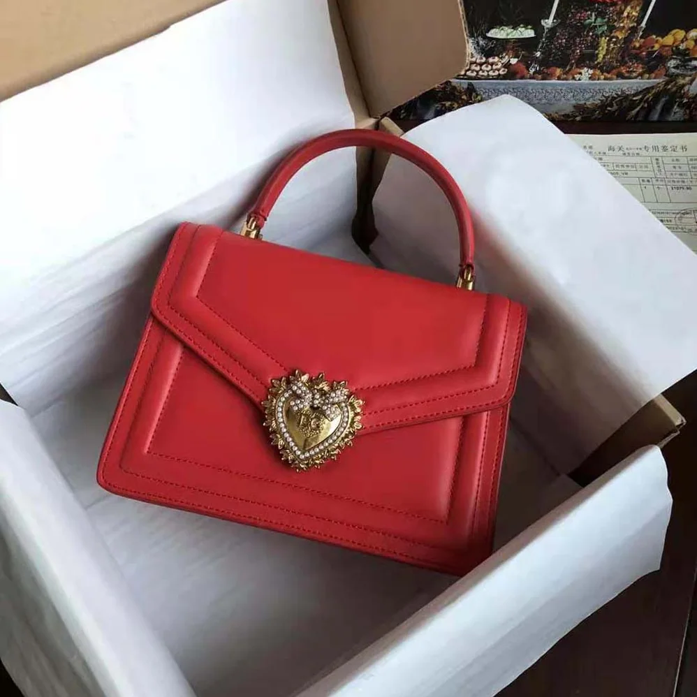 Dolce Gabbana D&G Small Smooth Calfskin Devotion Bag for Women in Red