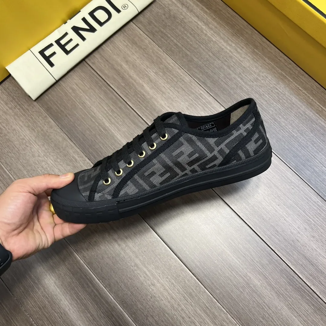 Fendi FD Domino Fabric Low-Tops Sneakers Black 7E1553AJZXF13I8