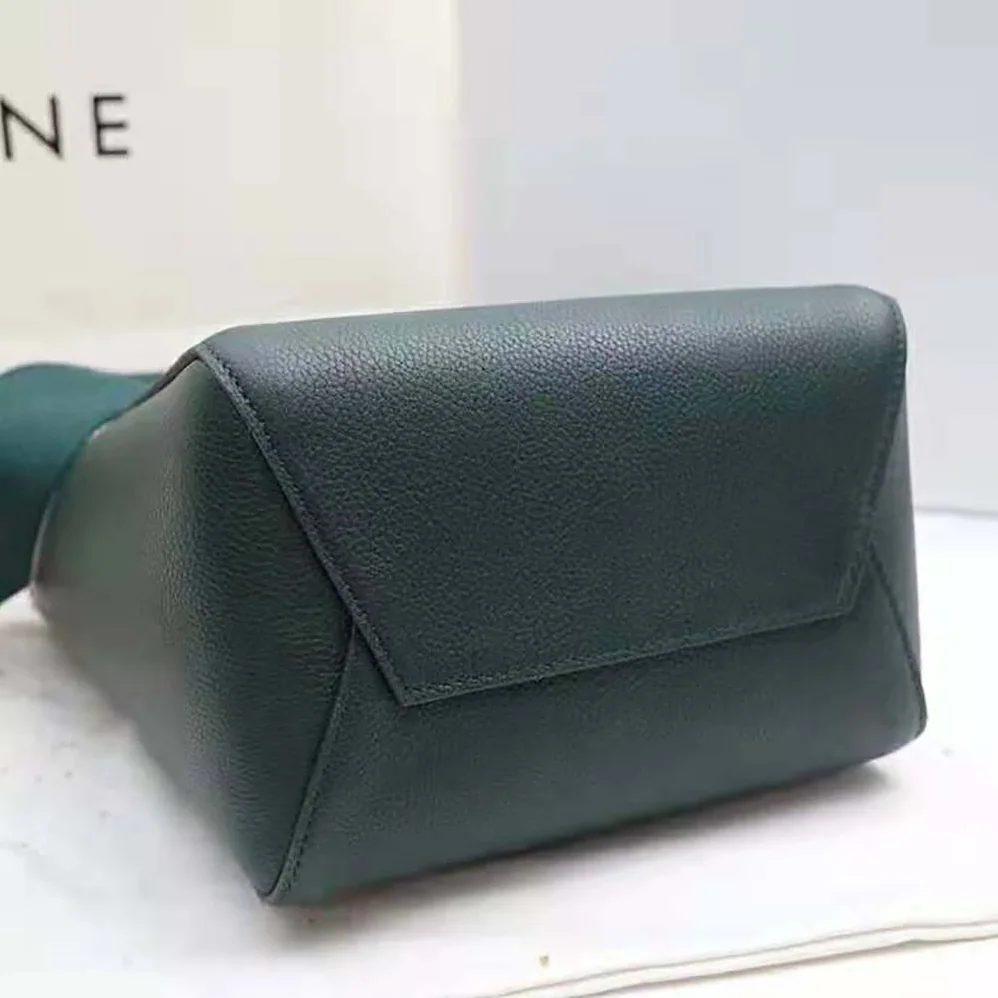 Celine Sangle Small Bucket Bag in Soft Grained Calfskin for Women in Green Celine Sangle Small Bucket Bag in Soft Grained Calfskin for Women in Green