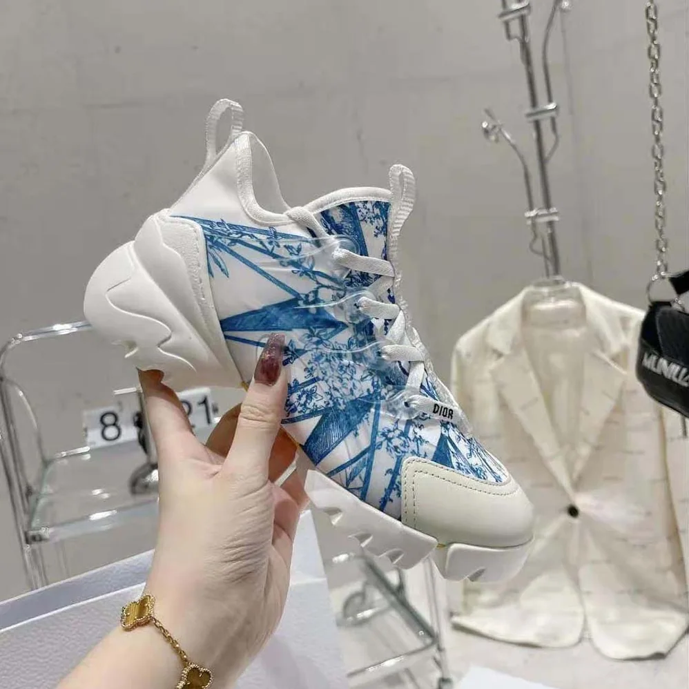 Dior D-Connect Sneaker Blue Multicolor Technical Fabric with Rêve D'Infini Print for Women