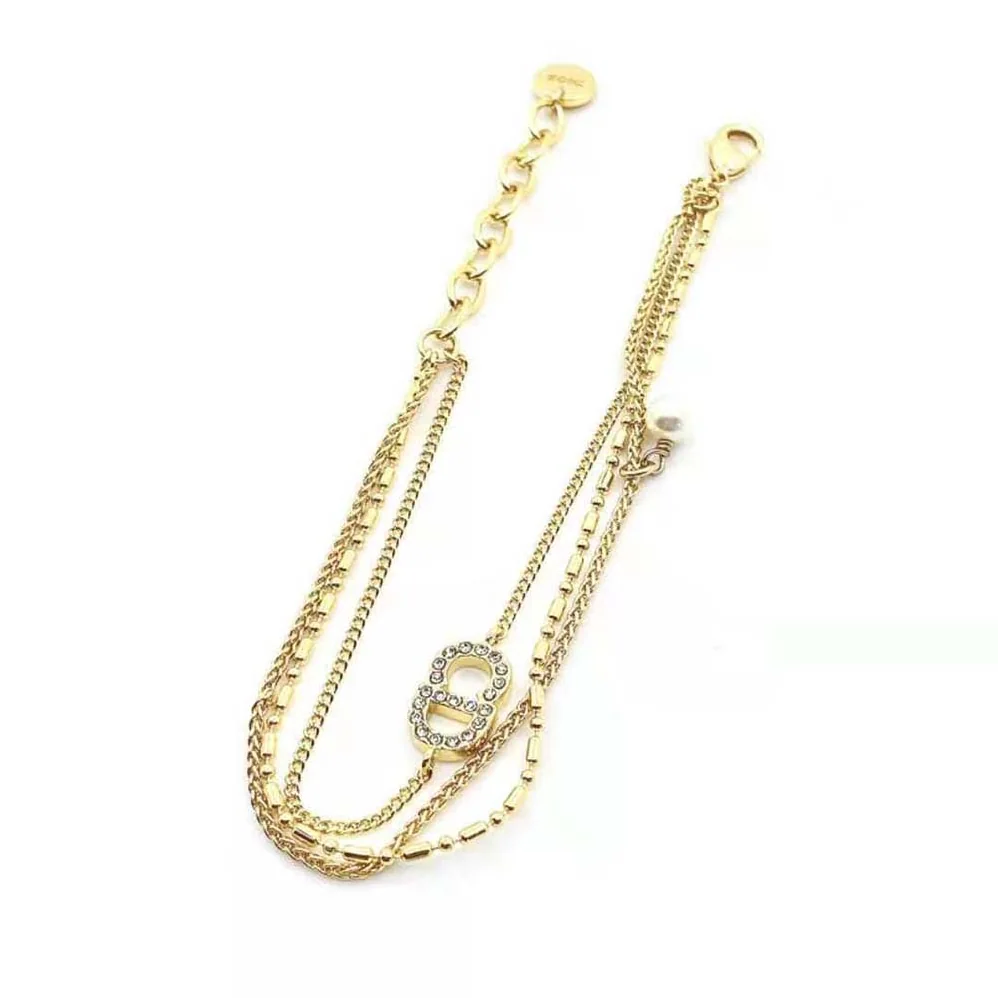 Dior Clair D Lune Bracelet Gold-Finish Metal and White Crystals for Women