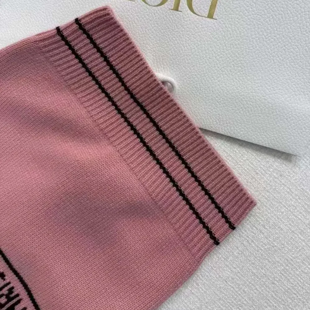 Dior Christian Dior Short-Sleeved Sweater Pink Cashmere and Wool Knit for Women