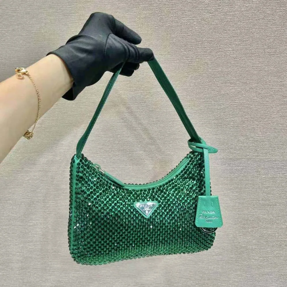 Prada Satin Mini-Bag with Crystals for Women in Green