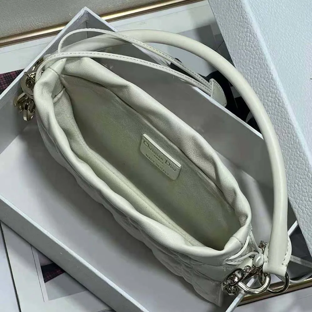 Dior Lady Dior Top Handle Drawstring Mini Bag Latte Cannage Lambskin for Women Dior Lady Dior Top Handle Drawstring Mini Bag Latte Cannage Lambskin for Women