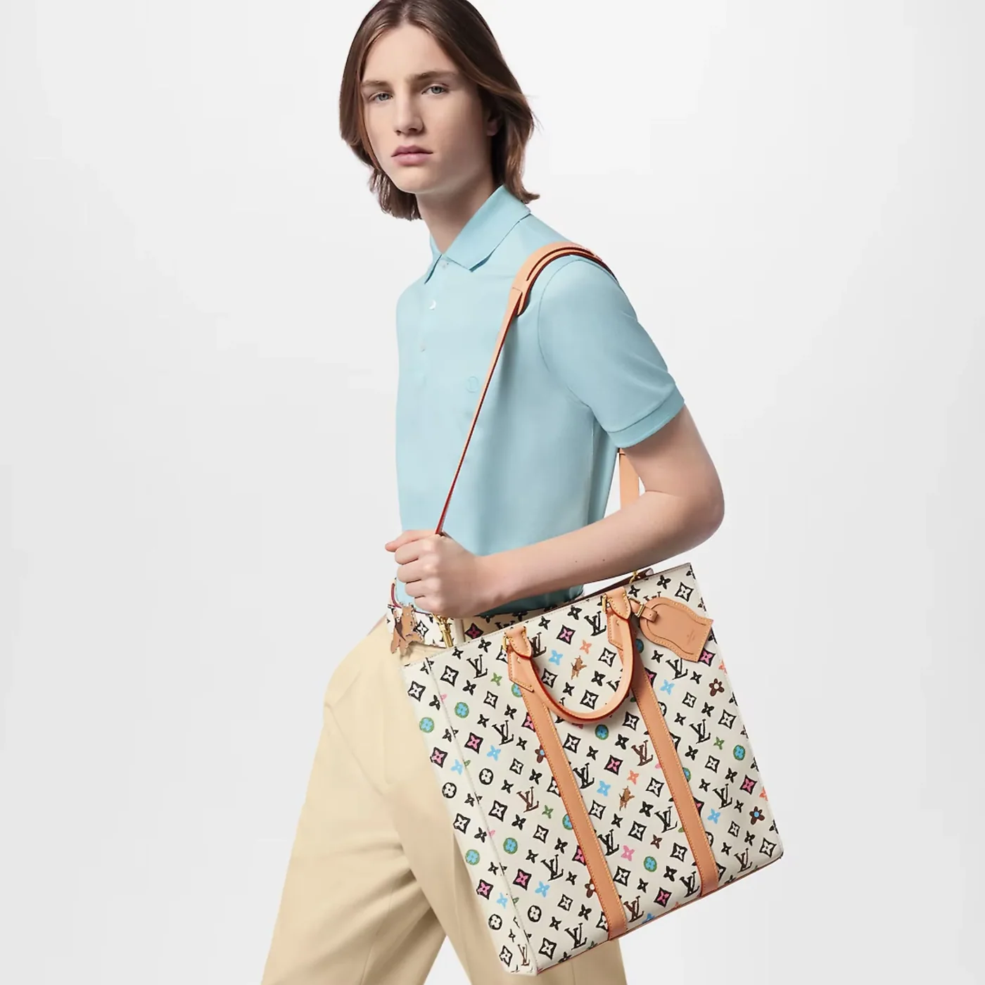 Louis Vuitton Sac Plat Tote Bag in Cream Gold Hardware Louis Vuitton Sac Plat Tote Bag in Cream Gold Hardware