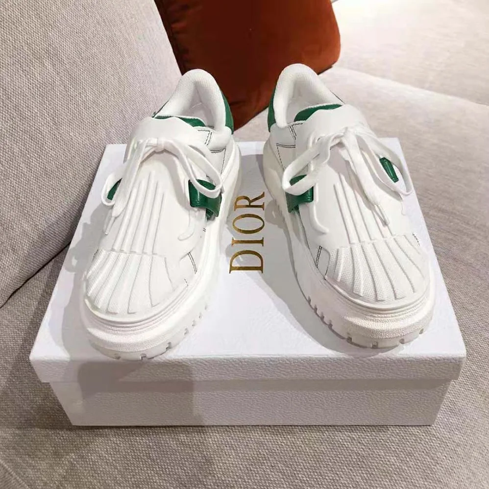 Dior Dior-id Sneaker White and Green Calfskin and Rubber for Women