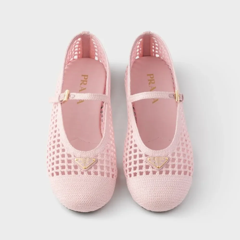 Prada Crochet Ballerinas Orchid Pink 1F364O_2F46_F0615_F_005
