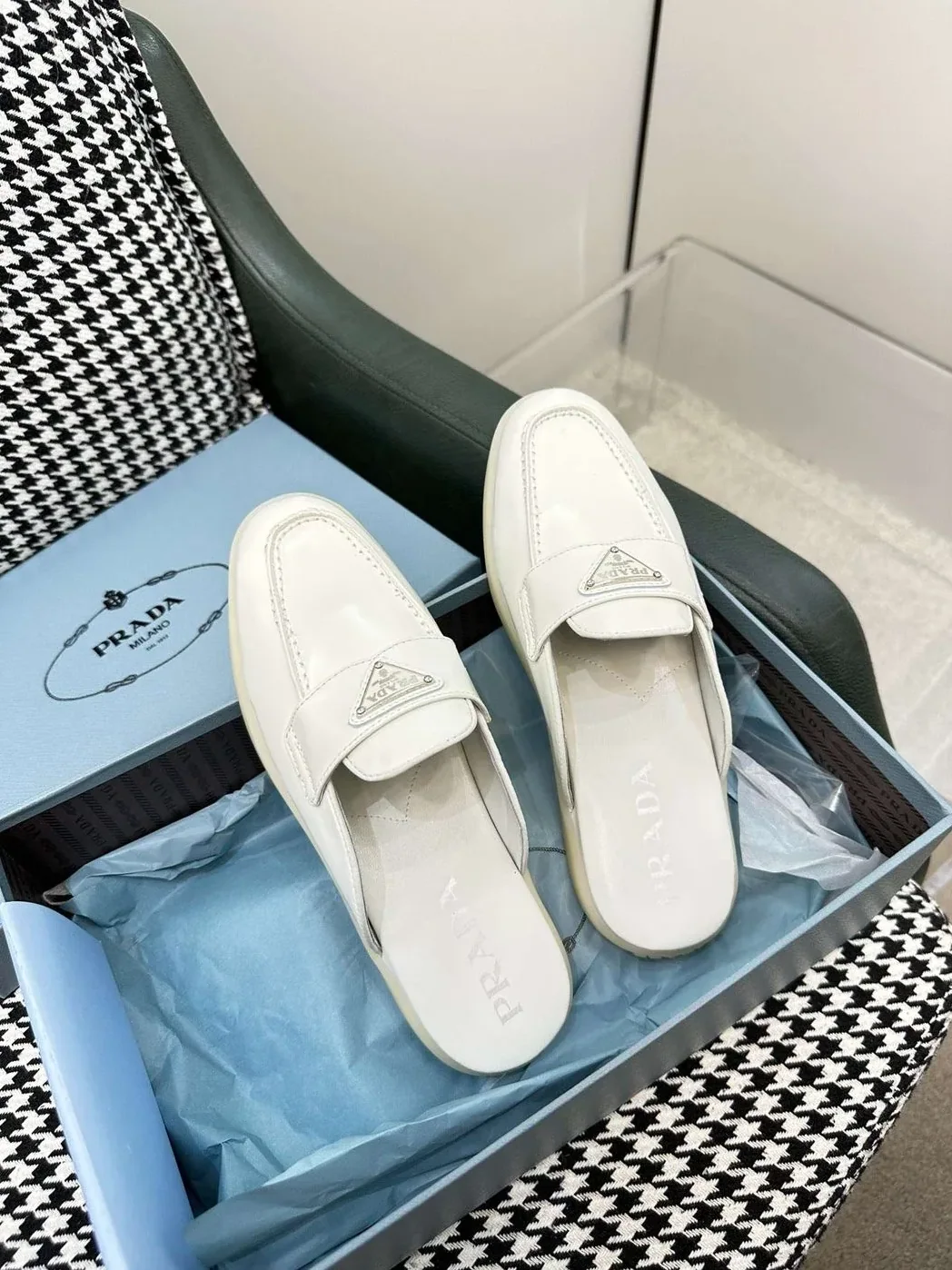 Prada Brushed Sabots White Prada Brushed Sabots White