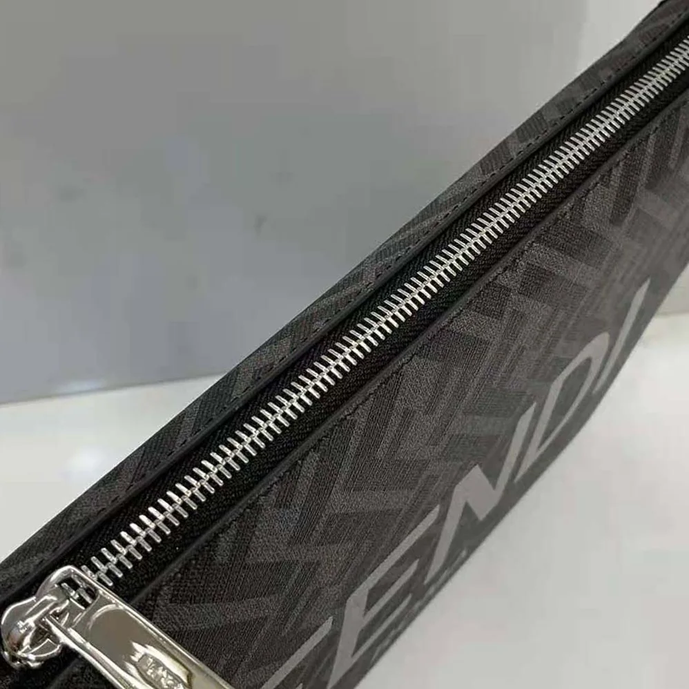 Fendi Clutch Pack Pouch in Black FF Fabric for Men