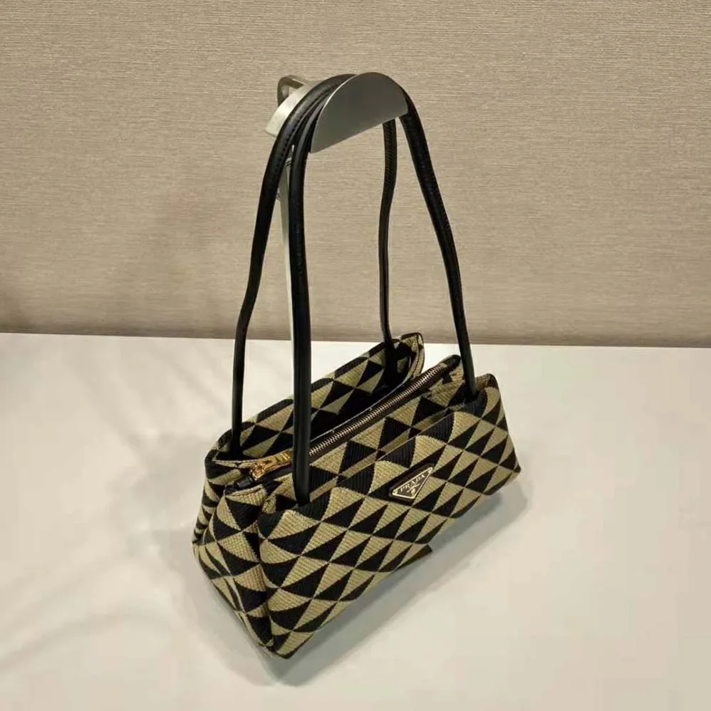 Prada Small Embroidered Fabric Bag for Women in Brown Prada Small Embroidered Fabric Bag for Women in Brown