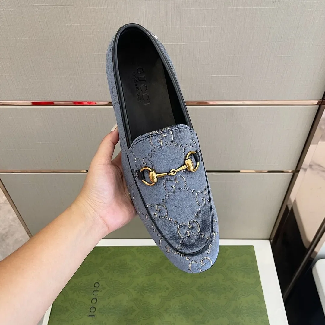 Gucci Jordan GG Velvet Loafer Blue