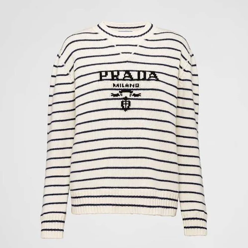 Prada Wool and Cashmere Crew-neck Sweater for Women in White Prada Wool and Cashmere Crew-neck Sweater for Women in White