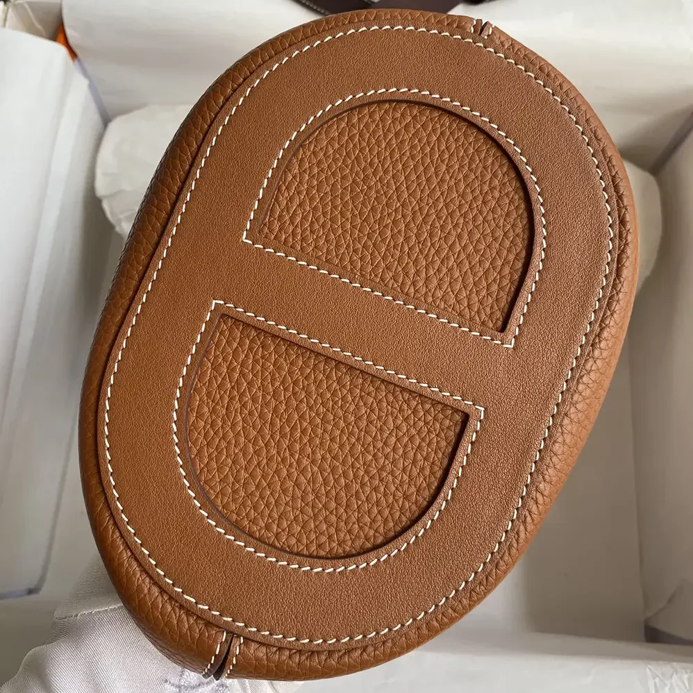 Hermes In the Loop 18 Handbag Clemence Leather for Women in Brown/Silver