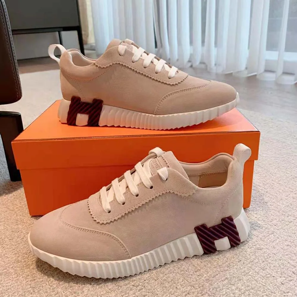 Hermes Bouncing Sneaker in Suede Goatskin for Women in Sandy