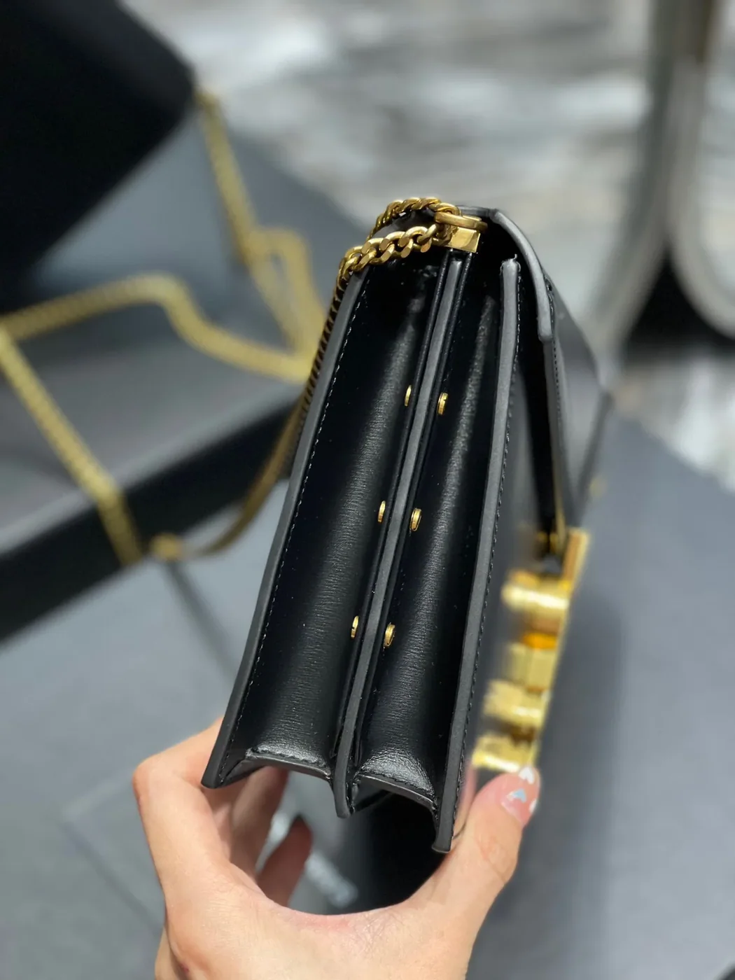 Saint Laurent Cassandra Medium Shoulder Bag in Black Gold Hardware Saint Laurent Cassandra Medium Shoulder Bag in Black Gold Hardware