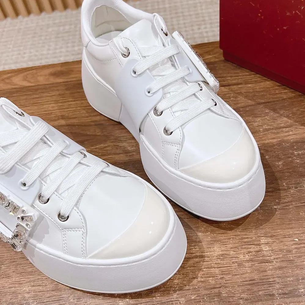 Roger Vivier Viv Skate Sneakers In Calfskin Nappa Leather White for Women Roger Vivier Viv Skate Sneakers In Calfskin Nappa Leather White for Women