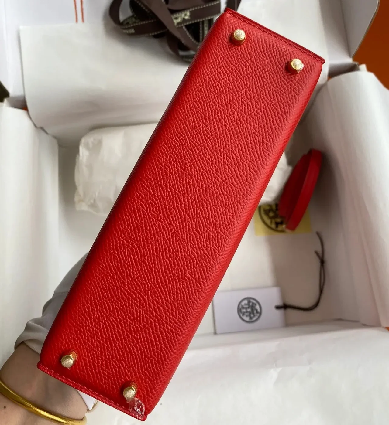 Hermes Kelly Mini Top Handle Bag in Rouge Epsom Gold Hardware