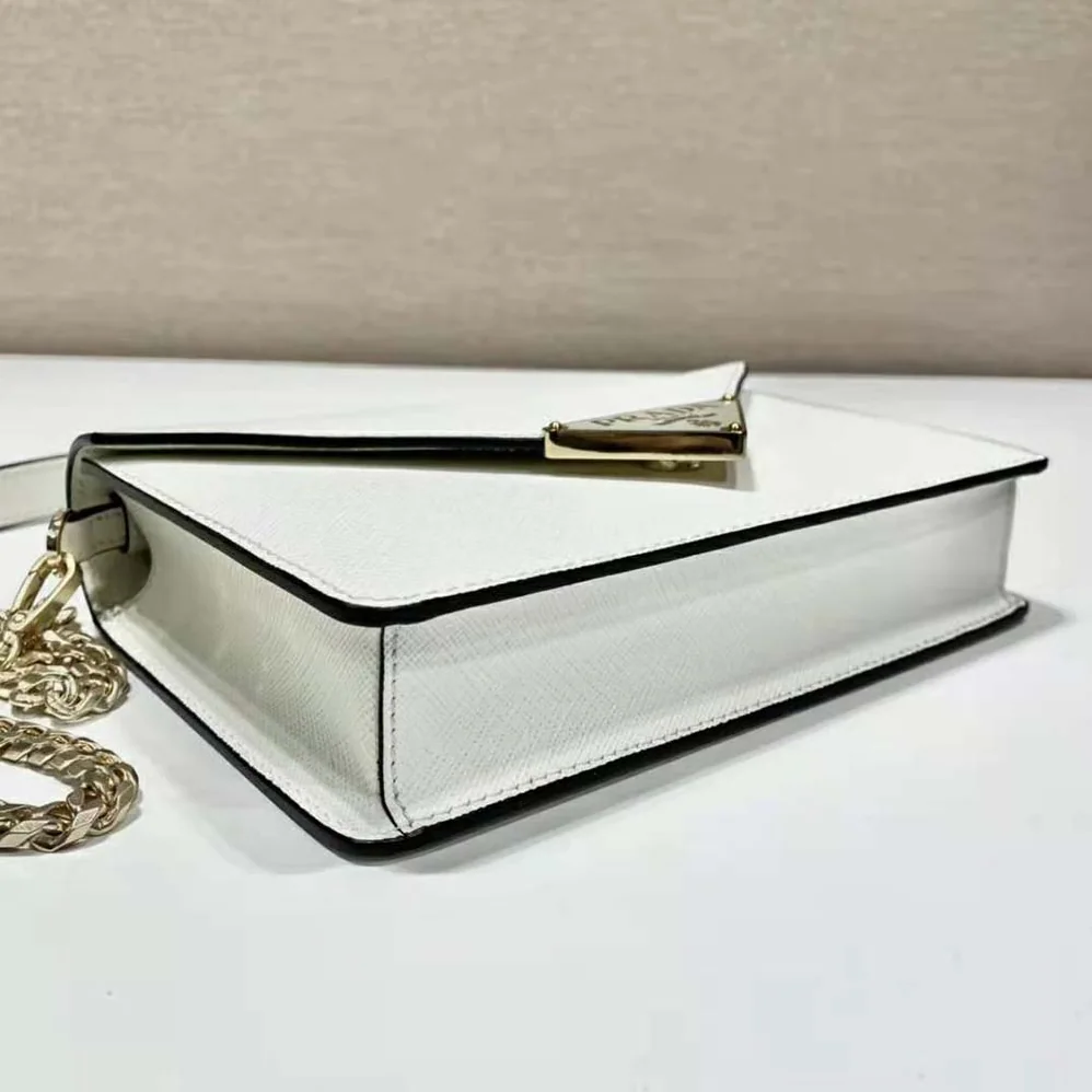 Prada Saffiano Leather Shoulder Bag for Women in White Prada Saffiano Leather Shoulder Bag for Women in White