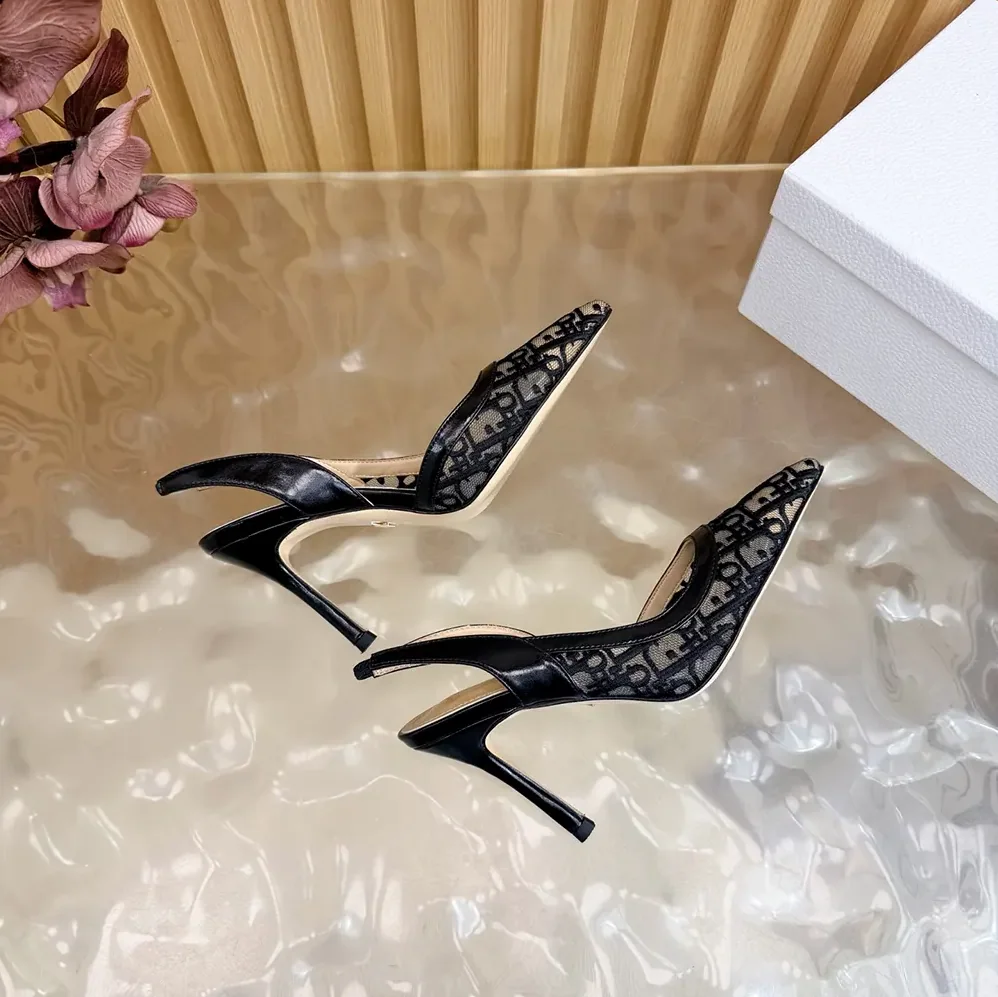 Dior Adiorable Slingback Pump Black Dior Oblique Embroidered Mesh for Women