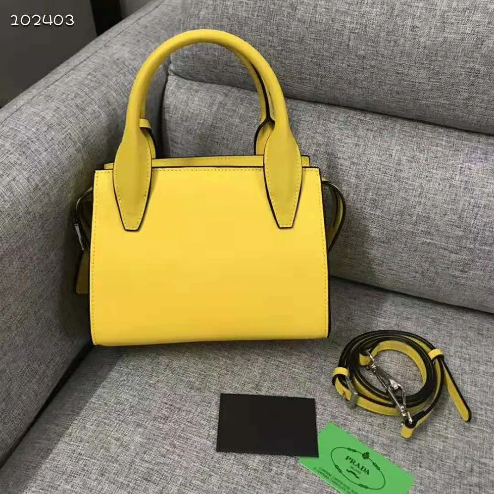 Prada Saffiano leather Prada Kristen Handbag for Women in Yellow Prada Saffiano leather Prada Kristen Handbag for Women in Yellow