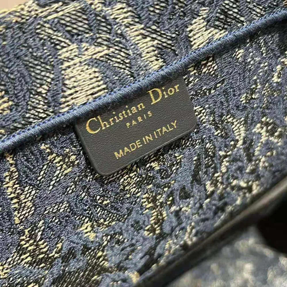 Dior Large Dior Book Tote Blue Dior Brocart Embroidery with Denim Effect for Women