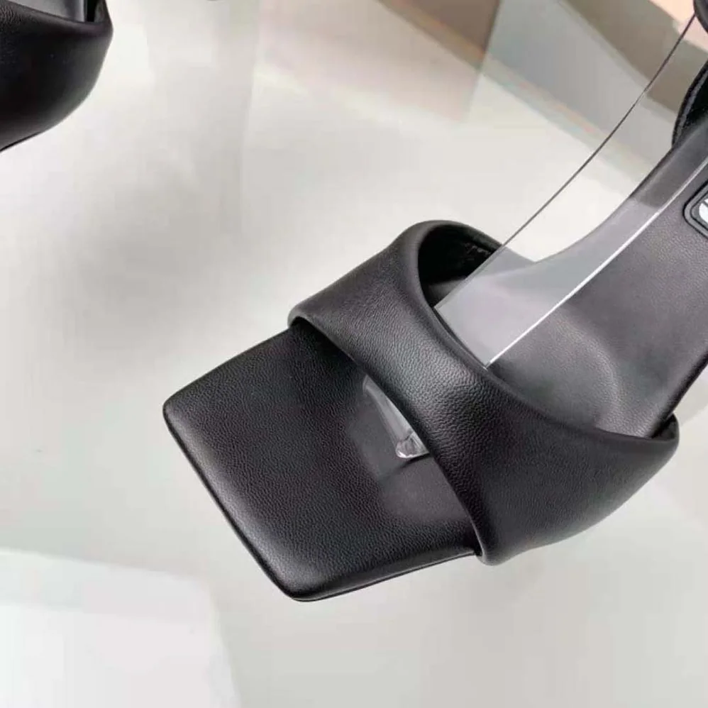 Miu Miu Padded Leather Sandals in 85 mm Heel Height for Women in Black Miu Miu Padded Leather Sandals in 85 mm Heel Height for Women in Black