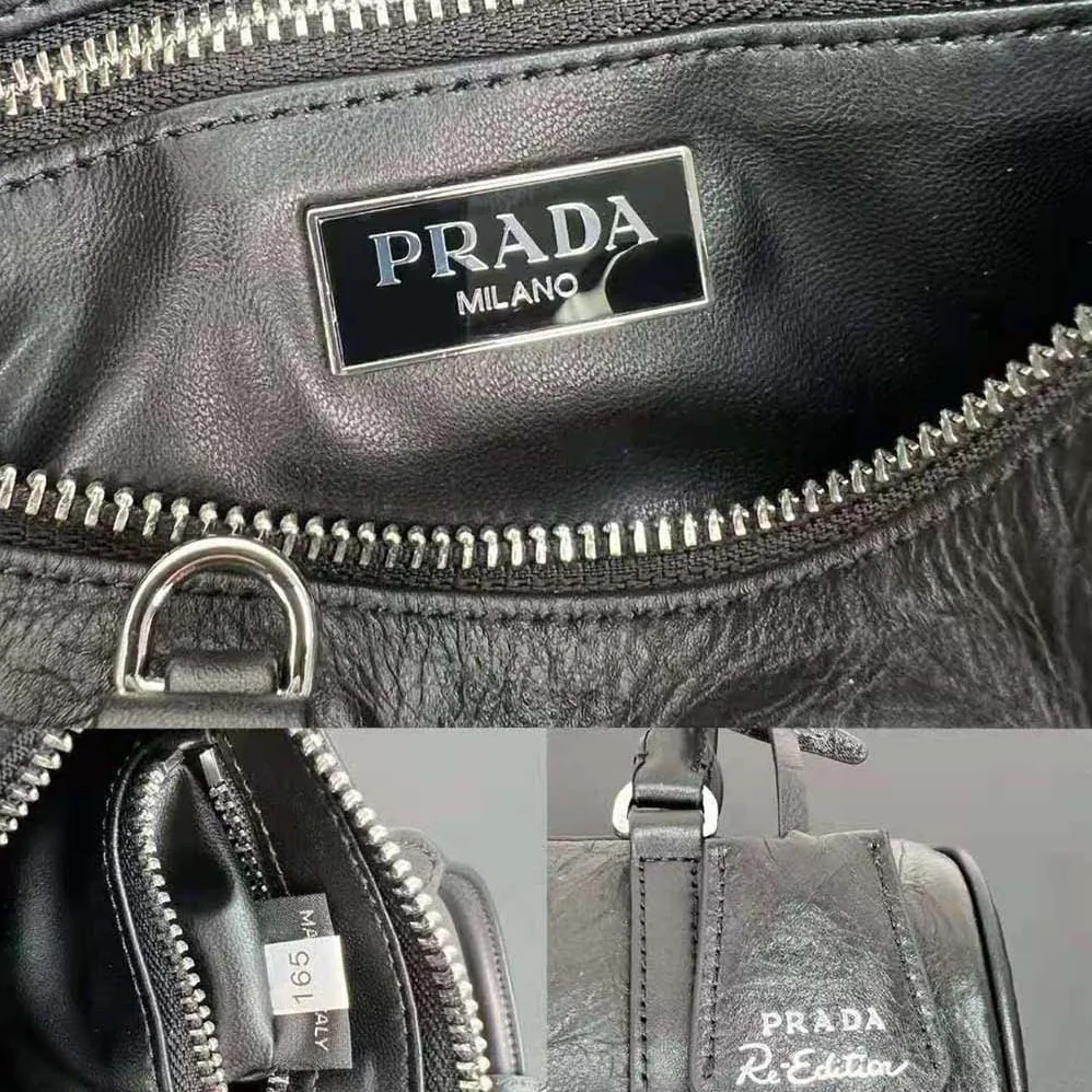 Prada Antique Nappa Leather Handbag for Women in Black Prada Antique Nappa Leather Handbag for Women in Black