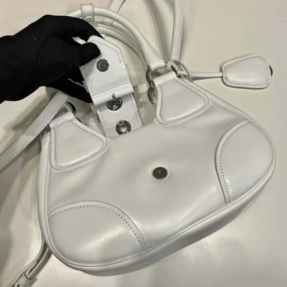Prada Moon Re-Nylon and Leather Bag for Women in White Prada Moon Re-Nylon and Leather Bag for Women in White