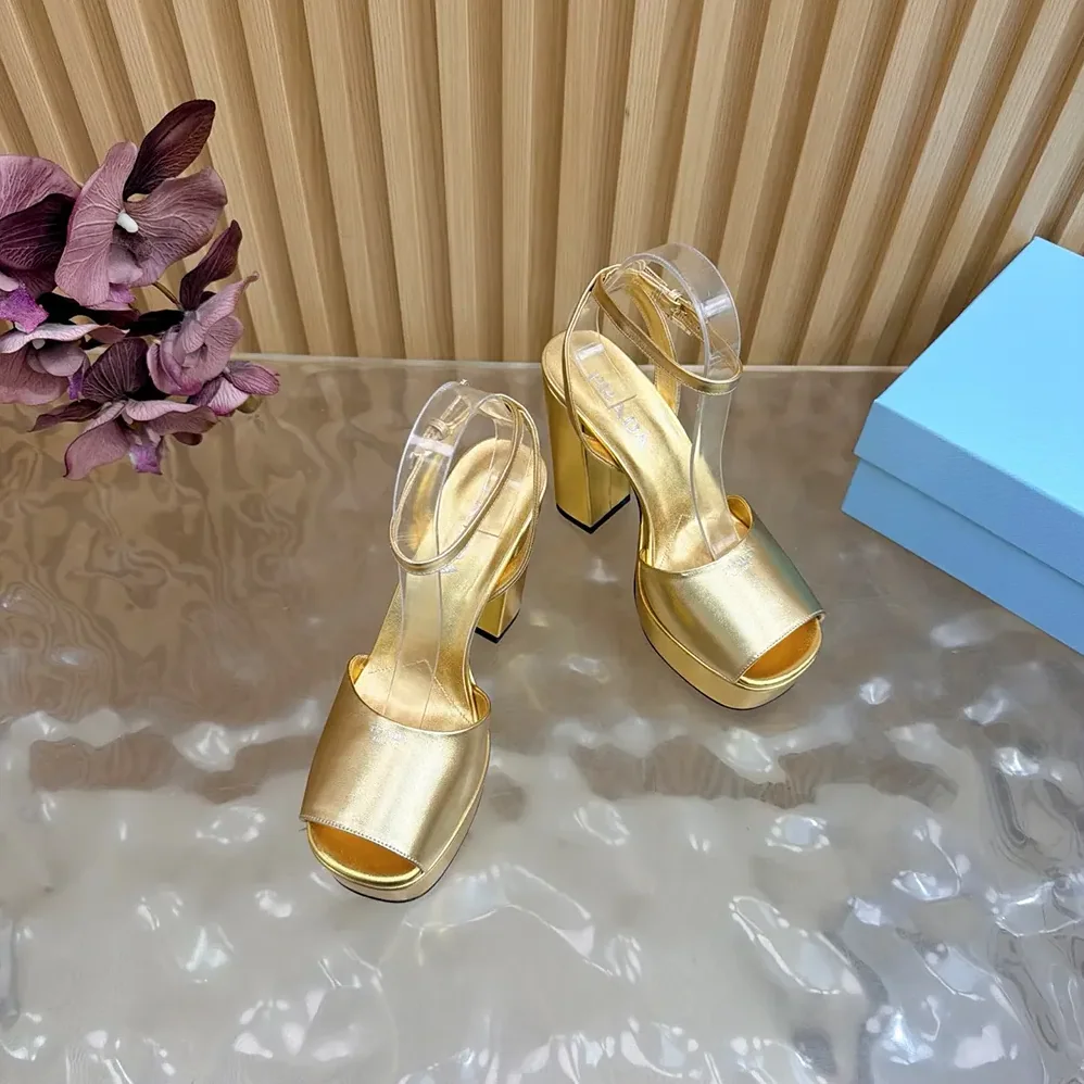 Prada Mordoré Nappa Leather Platform Sandals for Women in Gold Prada Mordoré Nappa Leather Platform Sandals for Women in Gold
