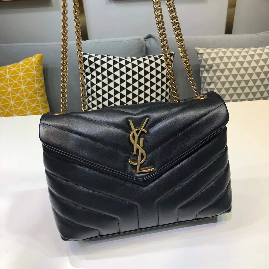 Saint Laurent Loulou Small Chain Bag In Y Black With Gold Hardware in YSL Saint Laurent Loulou Small Chain Bag In Y Black With Gold Hardware in YSL