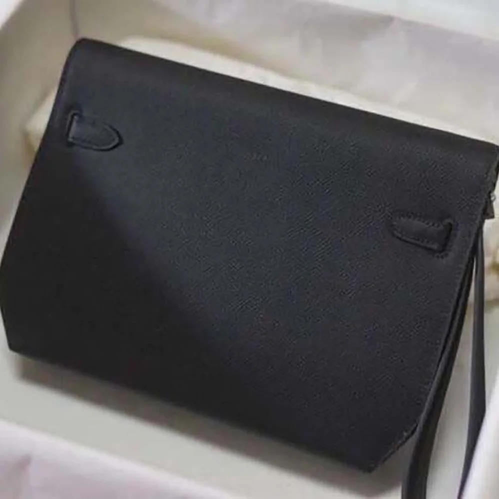 Hermes Kelly Depeches 25 Pouch for Men in Black