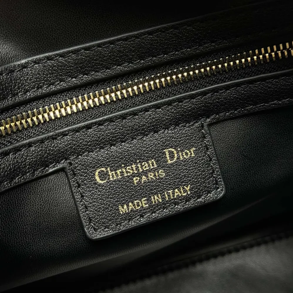 Dior Dior Groove 25 Bag Black Macrocannage Calfskin for Women
