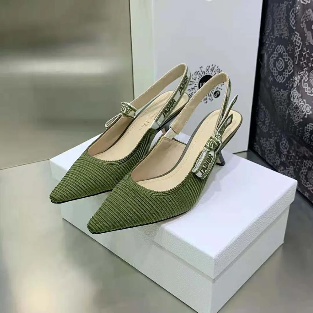 Dior J'Adior Slingback Pump Khaki Embroidered Cotton for Women Dior J'Adior Slingback Pump Khaki Embroidered Cotton for Women