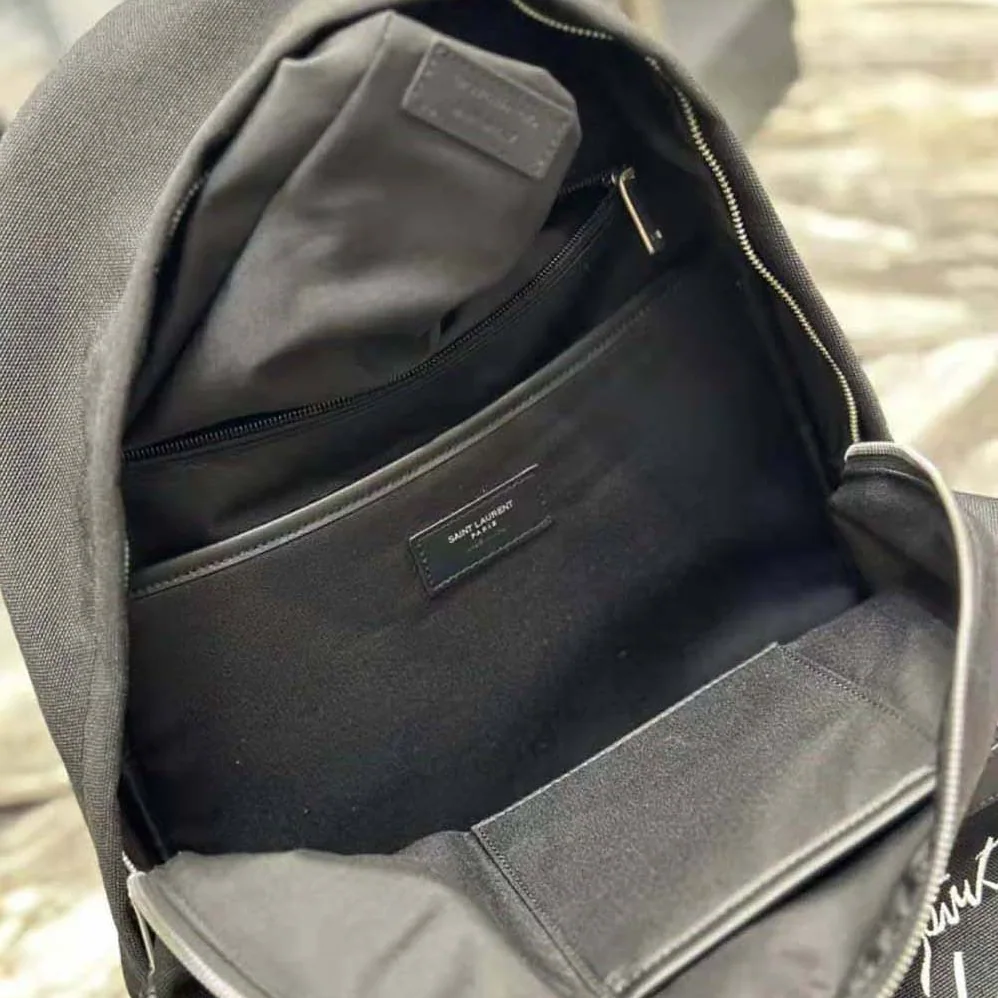 Saint Laurent YSL Saint Laurent Embroidered City Backpack in Canvas for Women Saint Laurent YSL Saint Laurent Embroidered City Backpack in Canvas for Women