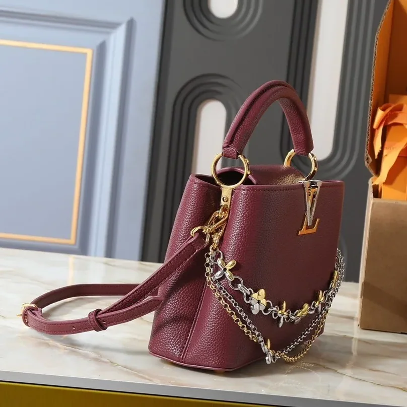 Louis Vuitton Capucines BB Top Handle Bag / Plum Purple Silver/ Gold Hardware Louis Vuitton Capucines BB Top Handle Bag / Plum Purple Silver/ Gold Hardware