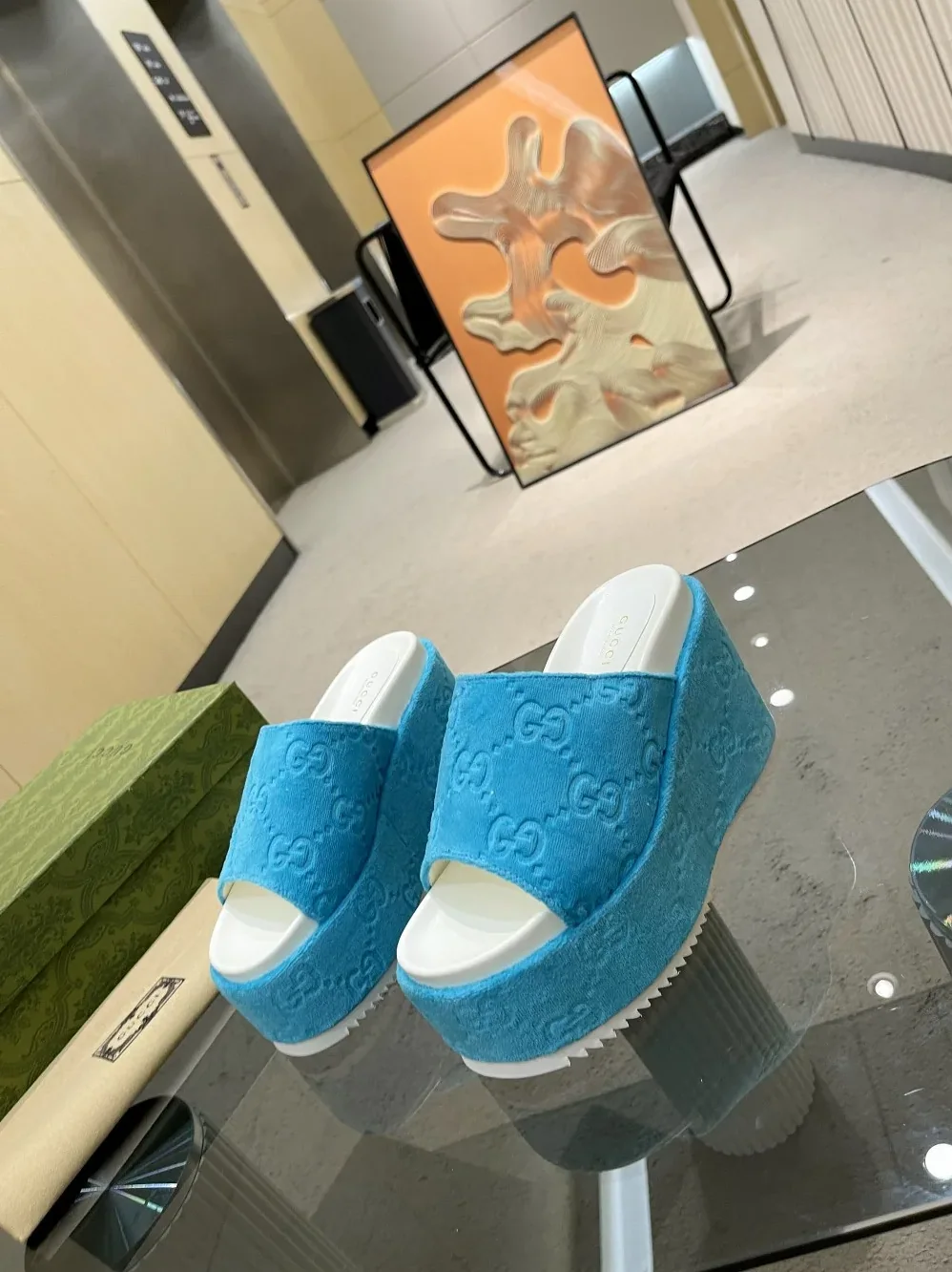 Gucci GG Platform Sandal Light Blue for Women
