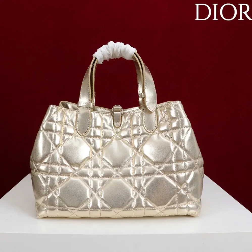 Dior Medium Dior Toujours Bag Metallic Gold for Women in Tone Macrocannage Calfskin Dior Medium Dior Toujours Bag Metallic Gold for Women in Tone Macrocannage Calfskin