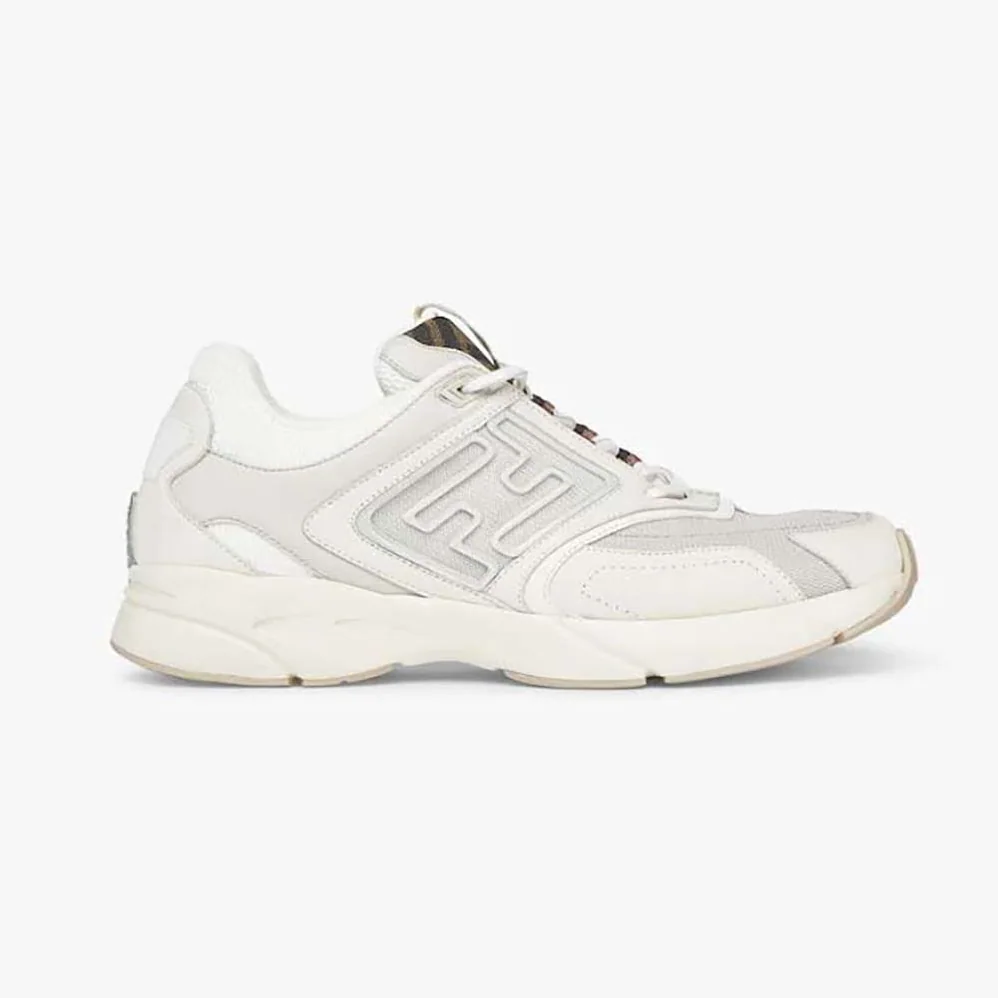 Fendi Faster Trainers White Nubuck Leather Low for Men in Tops