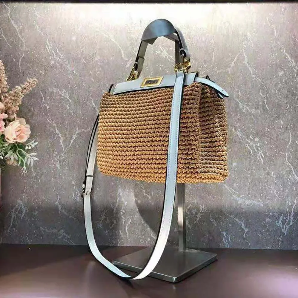 Fendi Peekaboo Mini Cotton Crochet Bag for Women in Brown Fendi Peekaboo Mini Cotton Crochet Bag for Women in Brown
