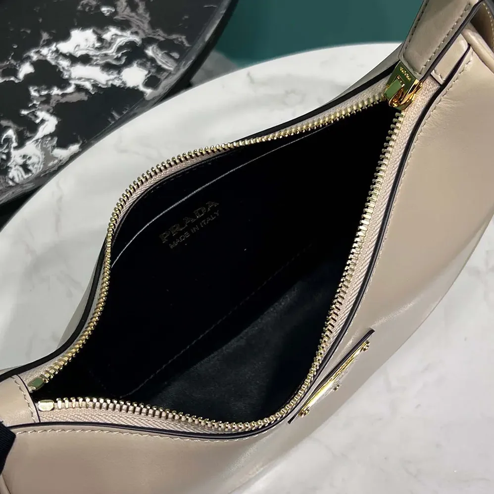 Prada Arqué Mini Leather Shoulder Bag for Women in Sand Beige